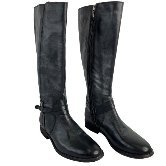 Frye Shoes - Frye Boots Womens Size 7 Black Melissa Belted Tall Boot Leather Luxury $400 New